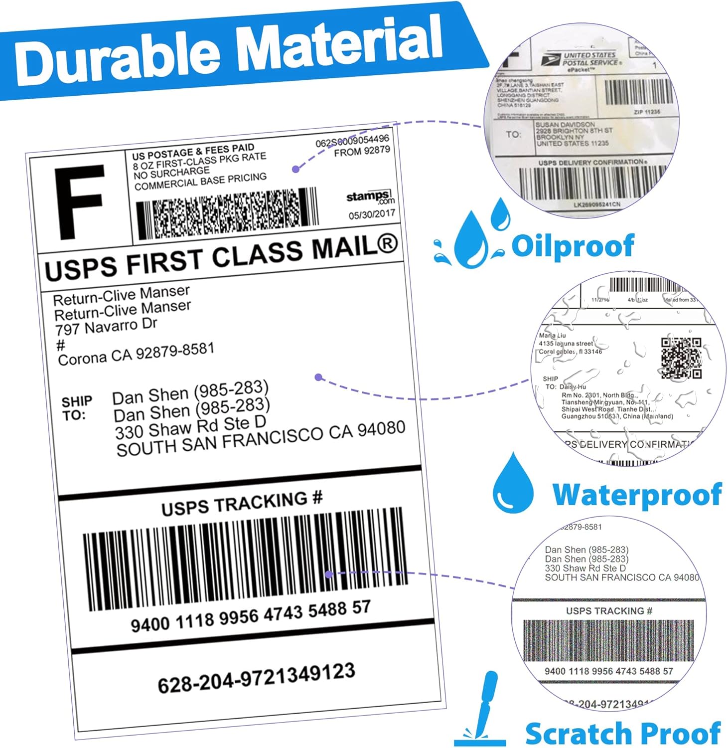 LotFancy 4x6 Thermal Labels, 4 Rolls Shipping Labels (250 Labels/Roll), 1" Core, Perforated White Mailing Postage Label Compatible with Zebra 2844 ZP-450 ZP-500 ZP-505 : Industrial & Scientific