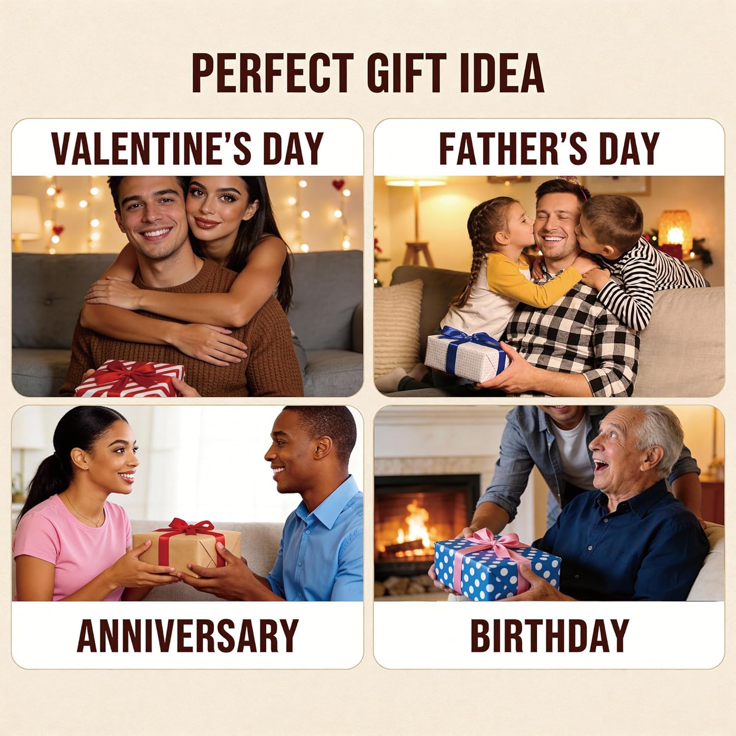 AEOLLIK Wood Phone Docking Station, Desk or Nightstand Organizer with Keyring, Headphones, Vertical Wallet, Watch, and Small Item Organizer, Walnut Wood, Gift from Wife and Daughter to Husband, Father