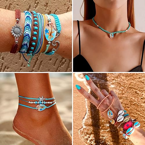 Miniatura 6 de Cheriswelry 10 cuentas de concha de cauri impresas con estrellas de mar sin perforar, dijes de conchas de océano, verano, playa, cuentas