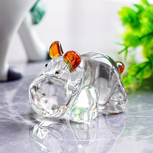 Miniatura 4 de HDCRYSTALGIFTS Figura de hipopótamo de cristal y cristal Tomte Gnomo amarillo sueco Nisse muñeca escandinava sin rostro