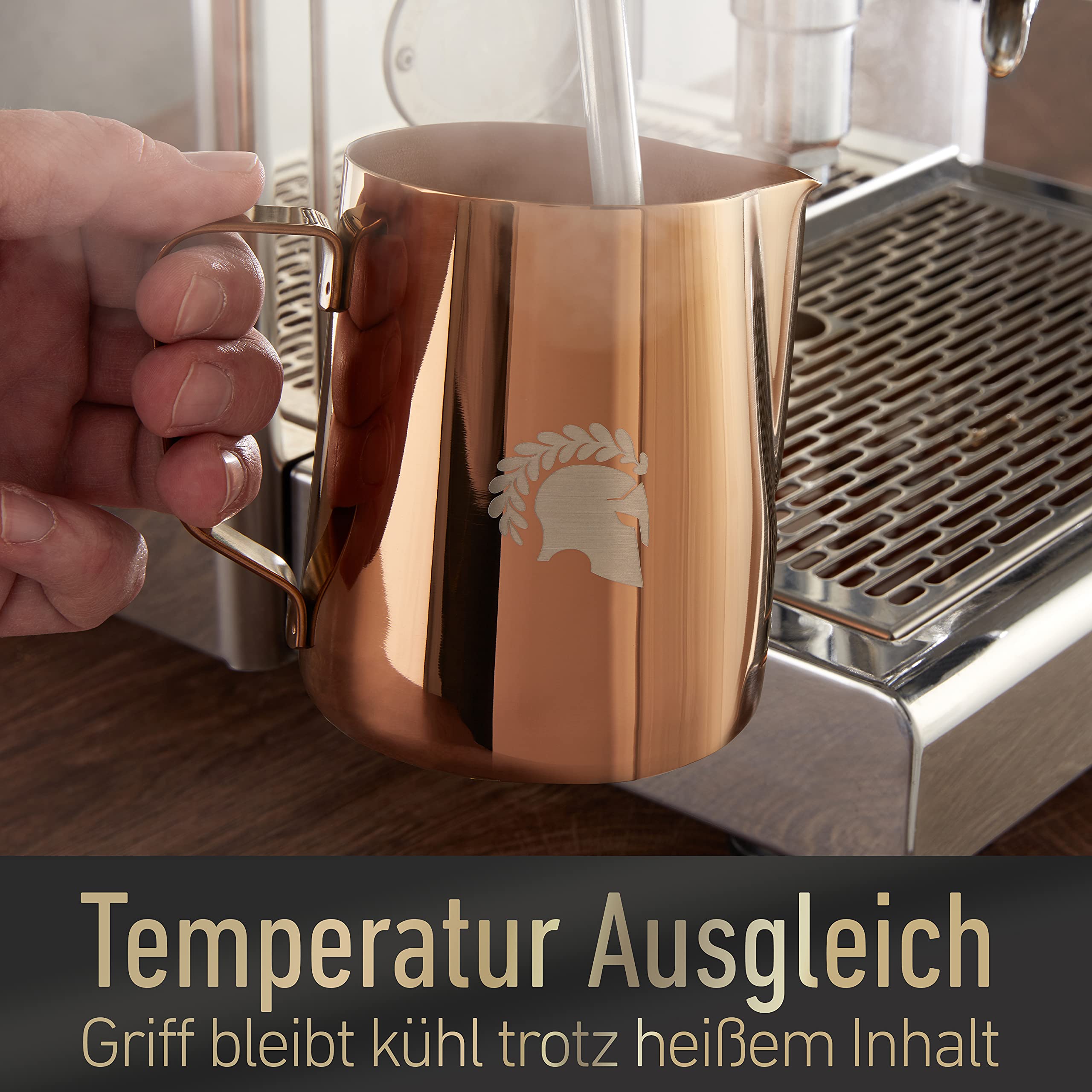 Bricco Latte Acciaio Inox Nero 1000ml - Per Latte Art, Rivestimento Teflon - Foto 5