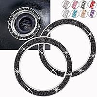 Vista 18 de Anillos brillantes para botón de arranque y parada de automóvil, emblema, diamantes de imitación rojos, accesorios de decoración para mujeres