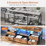 HOOBRO TV Stand with Mount, for 65” TVs, Swivel Led TV Stand with Charging Station, Entertainment Center with Drawers, for Living Room, Bedroom, Rustic Brown and Black BF130UDDS01
