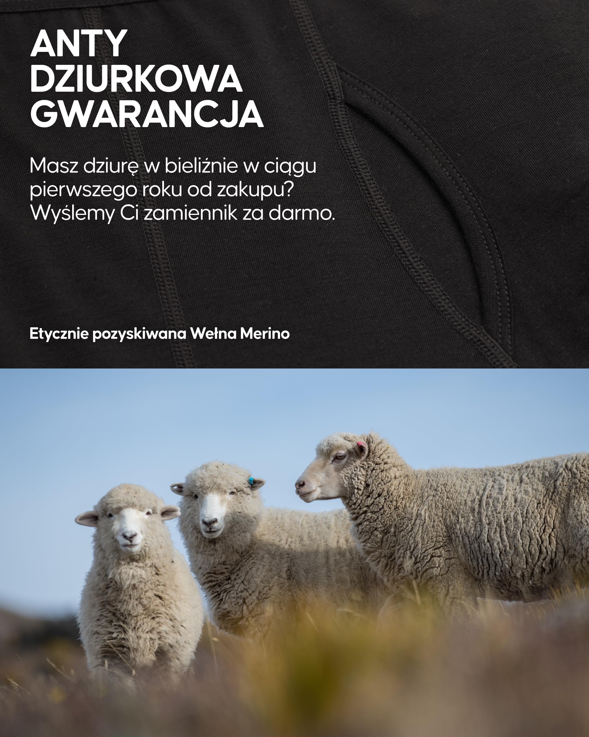 DANISH ENDURANCE Bokserki z Wełny Merino, z Rozporkiem lub Bez, Oddychająca Bielizna Męska, 2 Pak, Czarny, 2XL