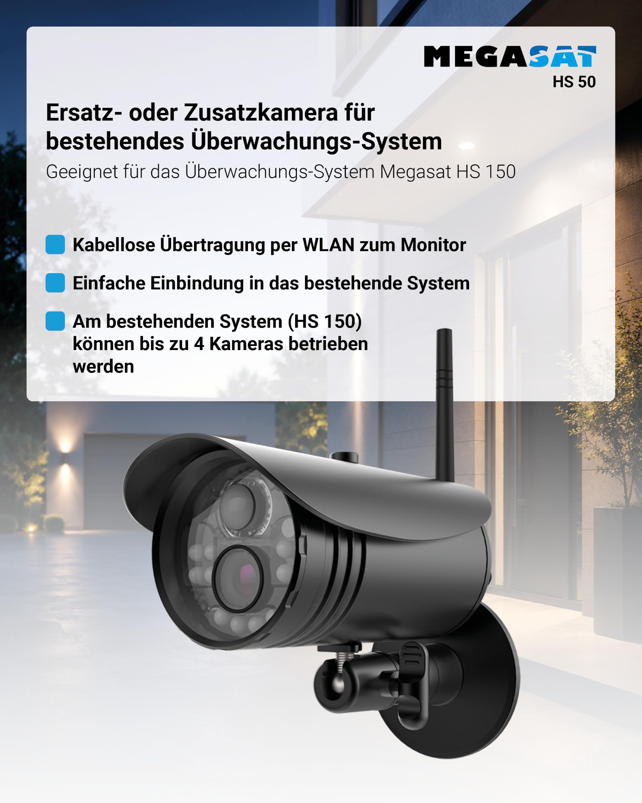 Megasat HS 50 – Zusatzkamera für Set HS 150 – Schwarz