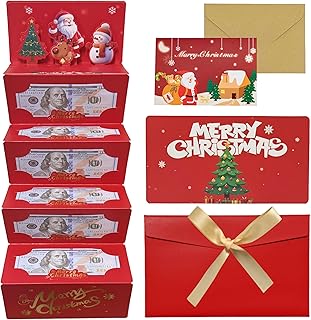 Christmas Money Gift Cards Envelope for Cash Gifts, Christmas Party Gifts Money Holder for Men Women Girl Boy (Red)