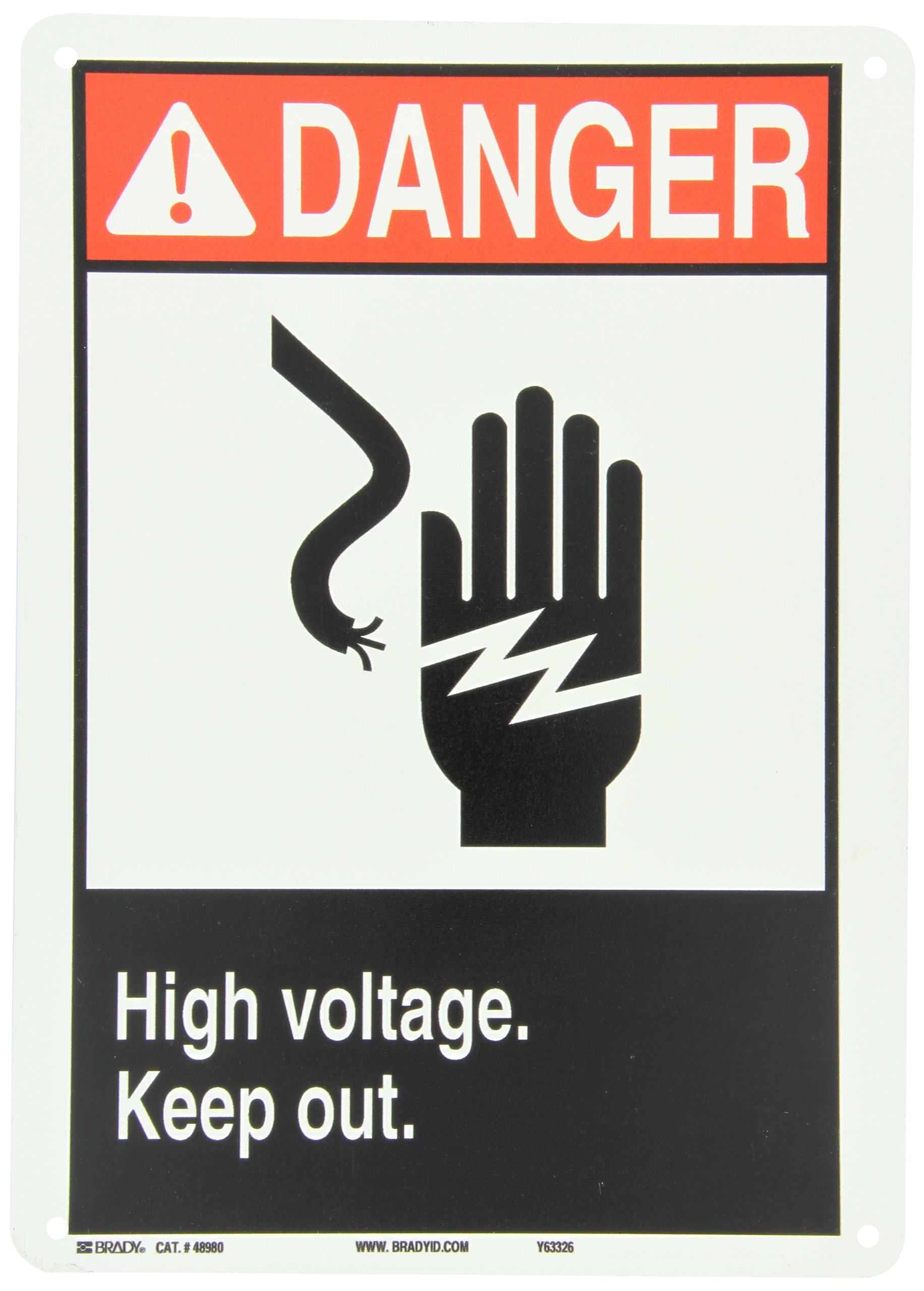 Danger High Voltage Keep Out panneau aluminium Brady 48980 alerte - 2