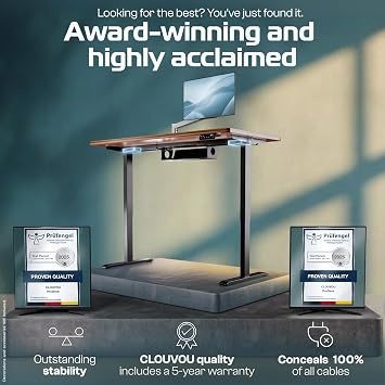 CLOUVOU ProDesk Electric Standing Desk 160x80cm [TEST WINNER] Next-Gen