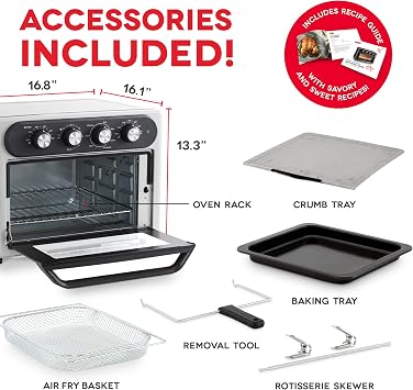 Dash Chef Series Air Fryer Oven - Convection Toaster Cooker & Electric Fry Oven - Has AirCrisp Technology & Versatile Cooking Functions - 7-in-1 Convection - Stainless Steel