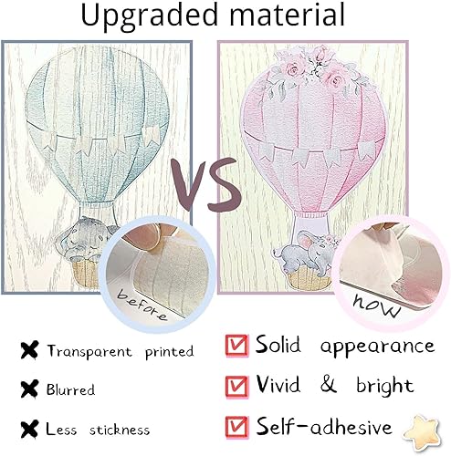 Miniatura 10 de Yovkky Calcomanías de pared de elefante que brillan en la oscuridad, decoración de luna rosa para niños, globo aerostático, estrella, cuna,