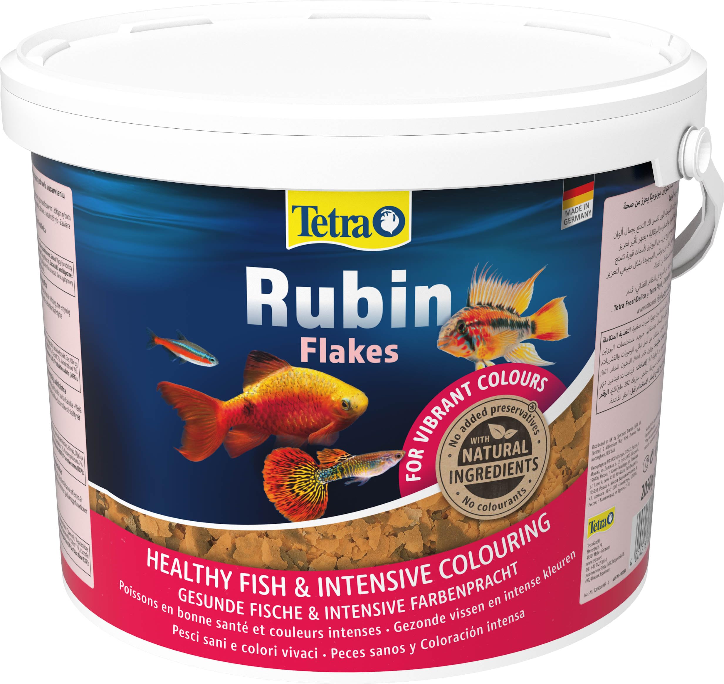 Tetra Rubin Flakes Alimento completo en copos, 10 L | Potenciadores de color naturales | Brillo intenso del color de los peces