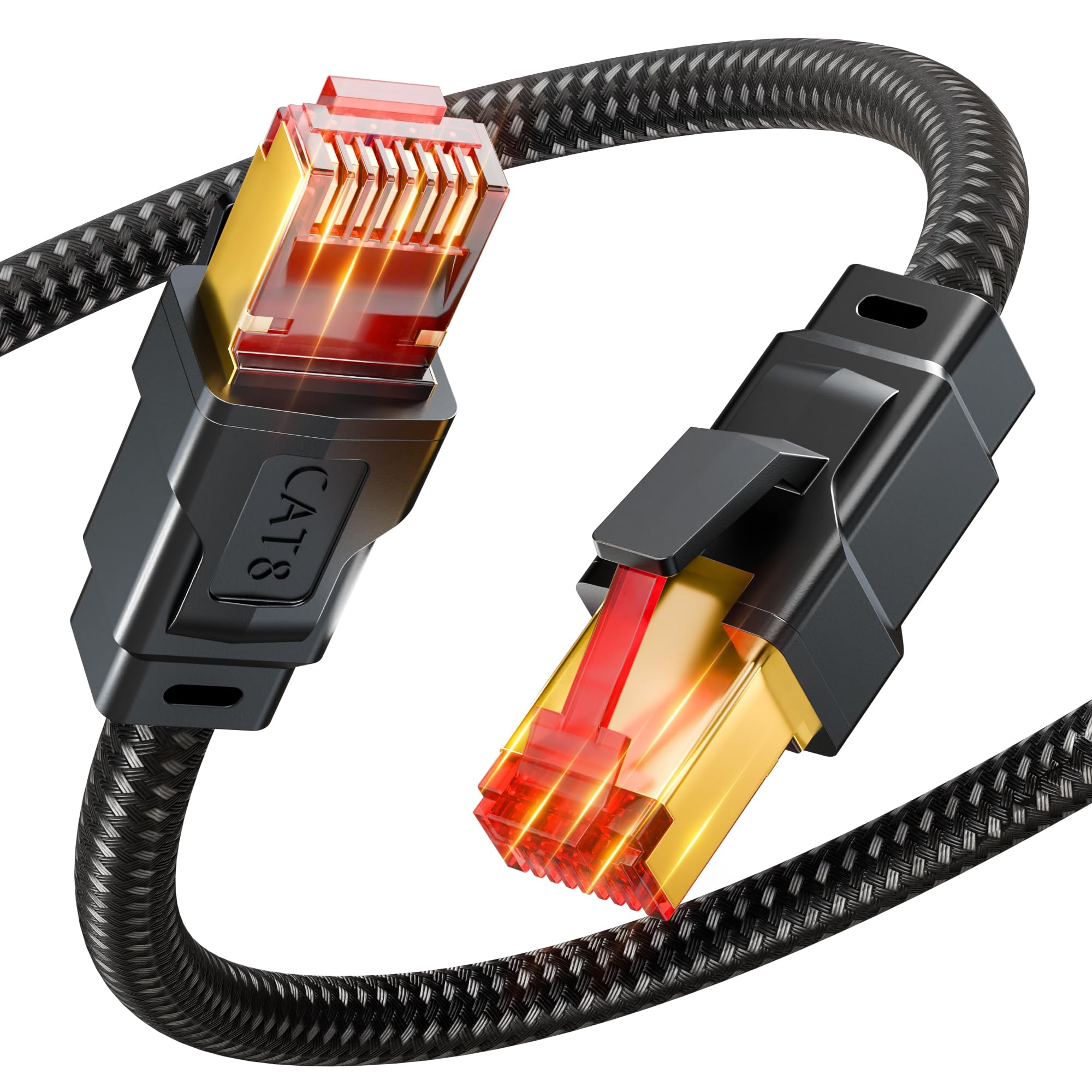 Cavo Ethernet 20 Metri, Cat 8 Cavo Lan 40Gbps 2000Mhz Alta Velocità, RJ45 Gigabit Cavo di Rete, Nylon Intrecciato Cavo Internet per Router, Modenm, PS4/5, PC, Gioco, Più veloce di Cat 6 e Cat 7