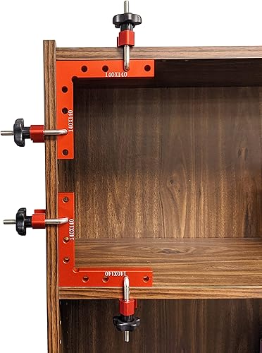 Miniatura 6 de Dos cuadrados de posicionamiento de 90 grados y cuatro abrazaderas, abrazadera de esquina de ángulo recto resistente de aleación de aluminio de 5.5