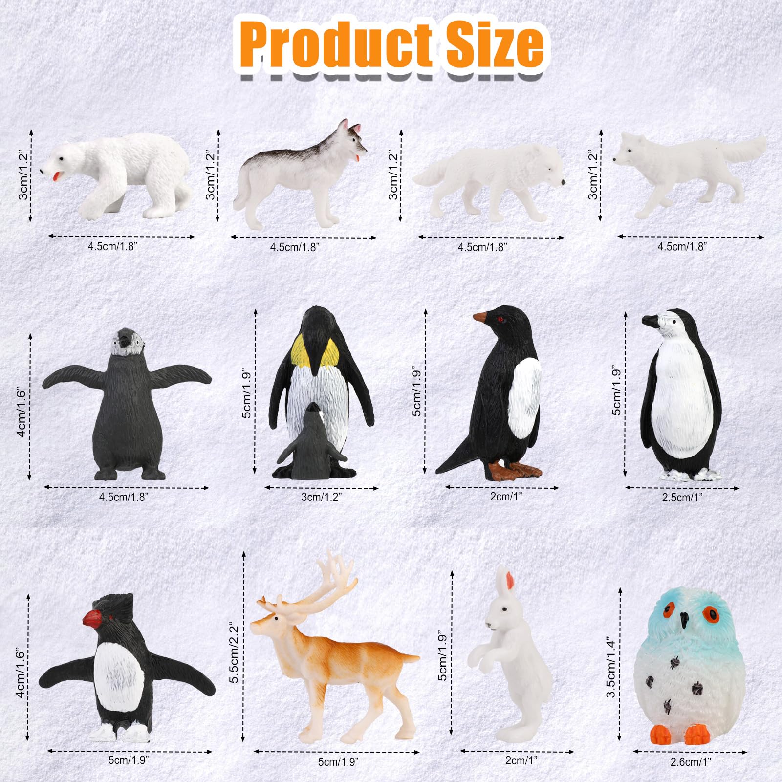16Pcs Realistic Arctic Animals Includes Arctic Reindeer, Penguins, Polar Bear, Arctic Fox, Igloo Figure Toy For Birthday Gift - 26