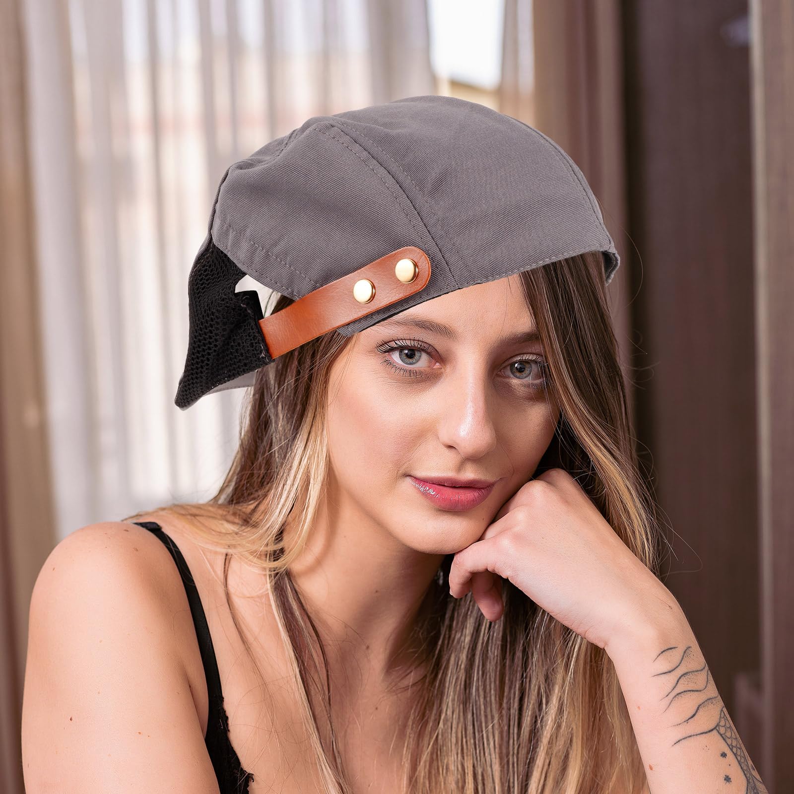 Cappello da cuoco da cameriere berretto traspirante per servizio di ristorazione cappello da lavoro cappello da chef accessorio marrone, Marrone, L-XXL