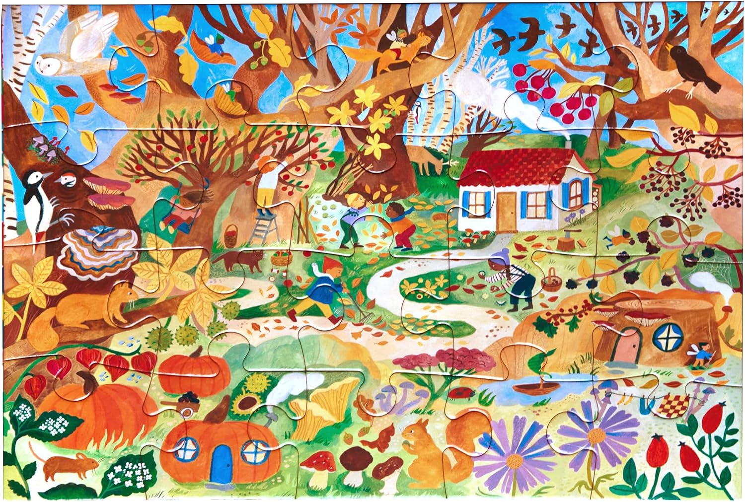 eeBoo 20 Piece Giant Floor Puzzle - Fairy Cottage Children's Puzzle Fantasy Nature Themed, Large Pieces for Small Hands to Develop Motor Skills