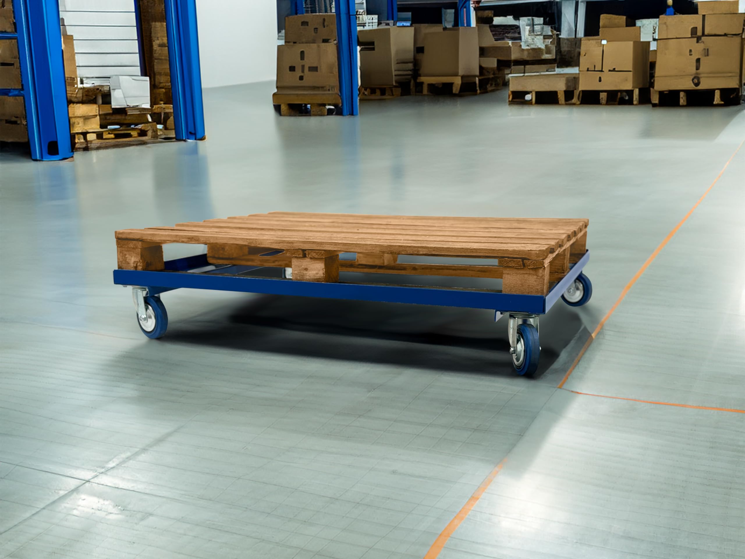 Robuster Palettenwagen auf Rädern für Euro-/UK-Paletten (1200 x 1000 mm) – einfaches Manövrierfähigkeits-Design für Lager und Transport
