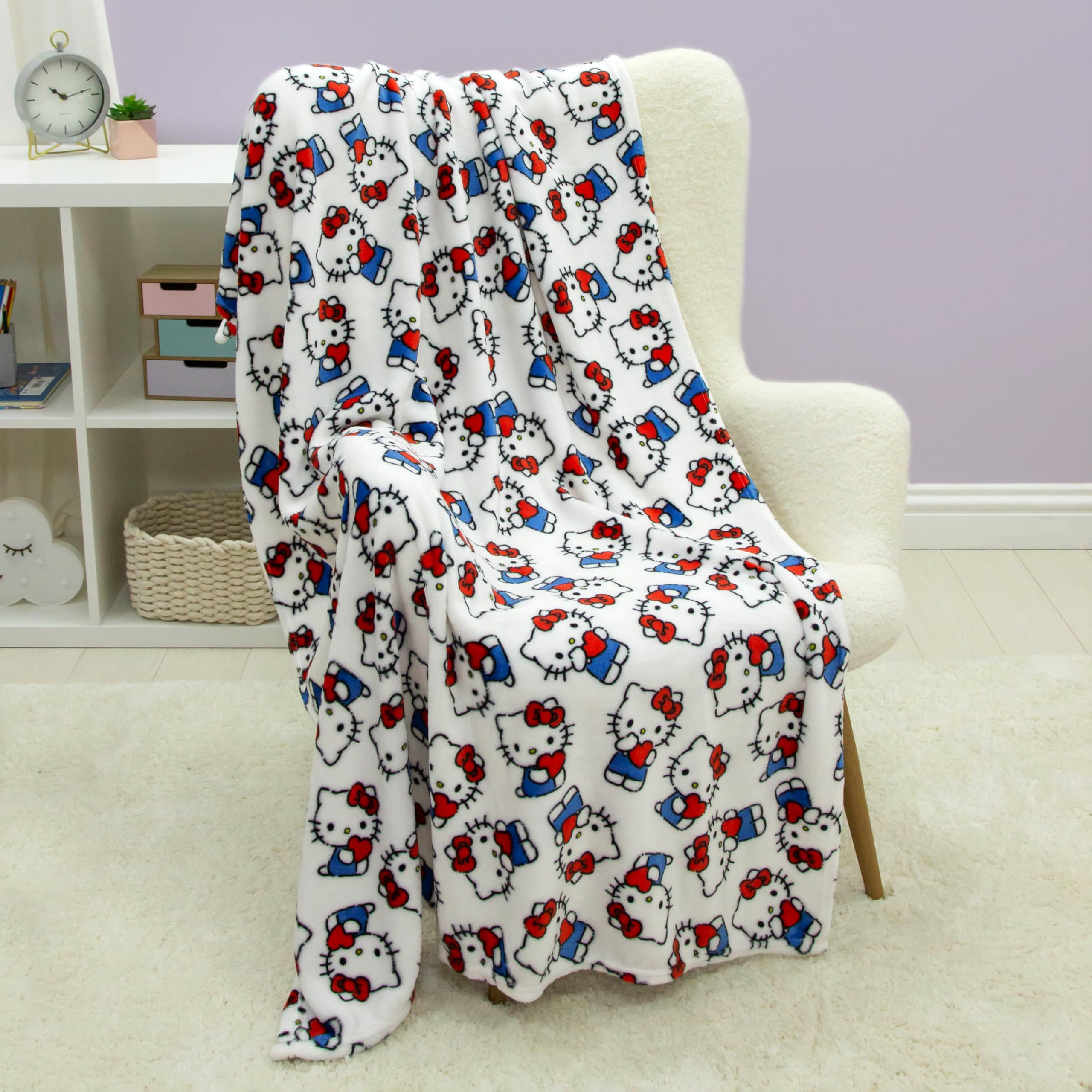 Hello Kitty Officially Licensed Fleece Blanket, White, 100 x 150cm - Image 2
