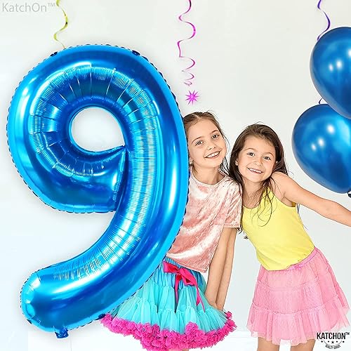 Miniatura 6 de KatchOn, Globo azul del número 9 de 50 pulgadas  Globos azules del número 9 para cumpleaños  Globos de 9 cumpleaños para decoraciones de cumpleaños