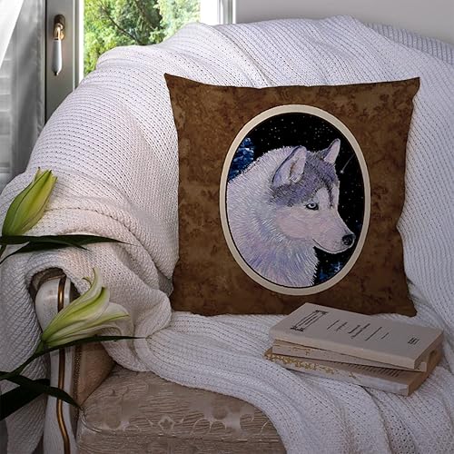 Miniatura 3 de Caroline's Treasures SS8617PW1414 - Almohada decorativa de tela de husky siberiano, lavable a máquina, almohada decorativa para interiores y