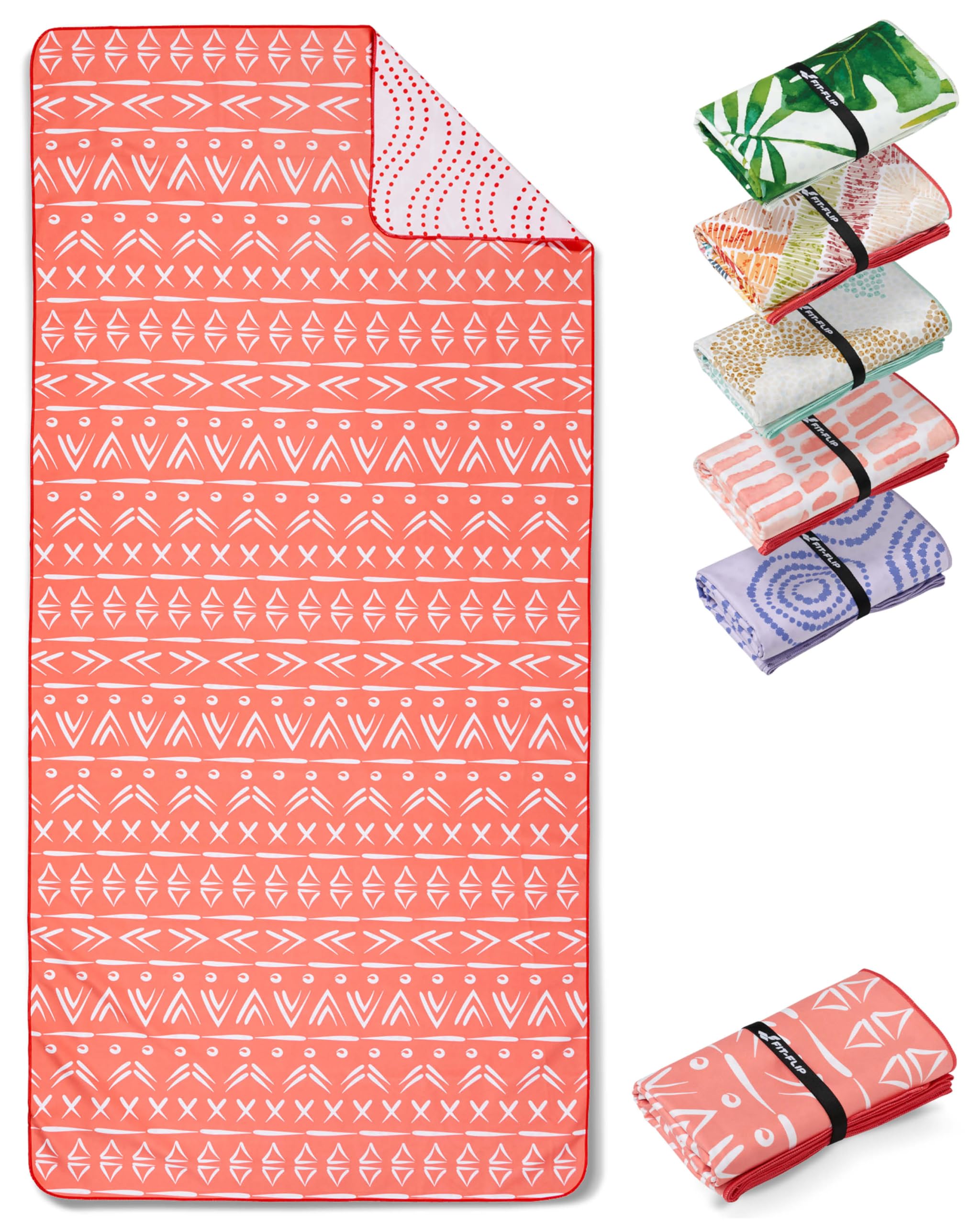 Fit-Flip Strandtuch XXL aus Mikrofaser - leicht und schnelltrocknend - 100% recyceltes Strandhandtuch - kompaktes Handtuch zum Baden - Badetuch (Tepee 200x90cm)
