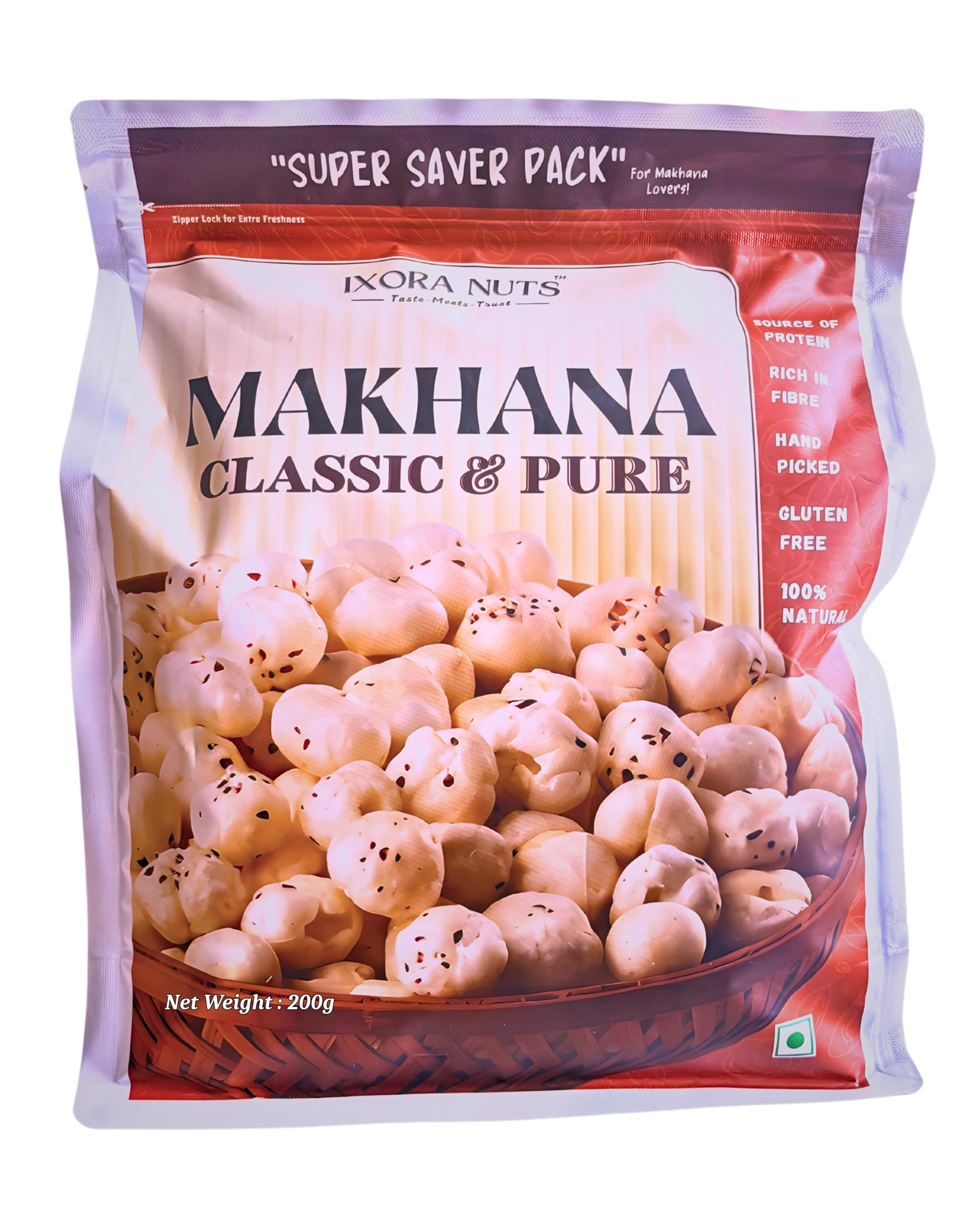 Ixora Nuts Classic & Pure Makhana 200g | Fit for Fasting, Raw Foxnut, Phool Makhana for Prasadam, Premium Lotus Seeds, Rich in Calcium, Natural & Crunchy, Direct from farm, No Added Preservative.-image-33