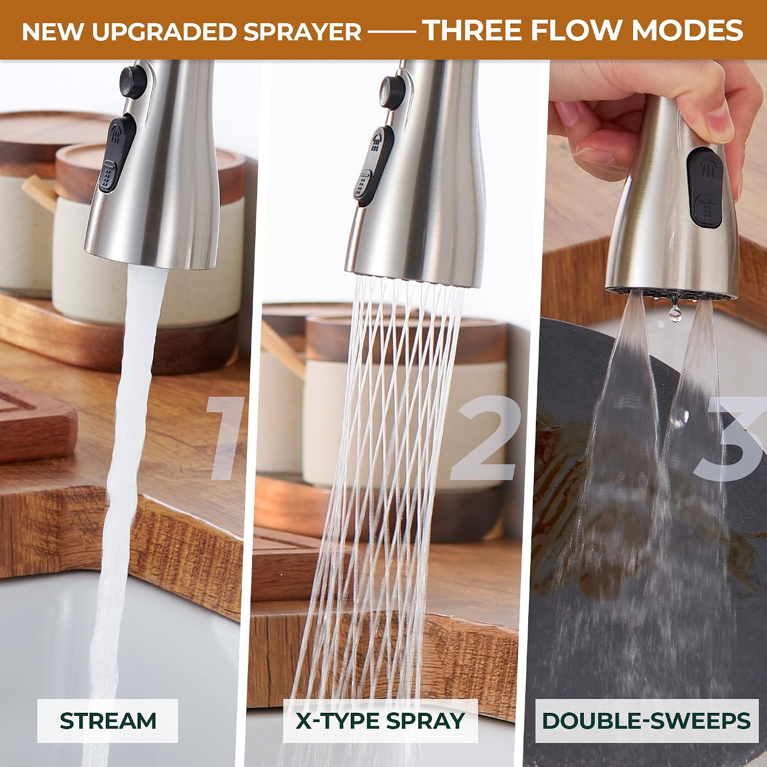 Kitchen Faucet with Pull Down Sprayer - AEEISEA Single Handle, Pull-Out Sprayer, Stainless Steel Kitchen Sink Faucets for Laundry, Bar, RV, and Farmhouse Sinks