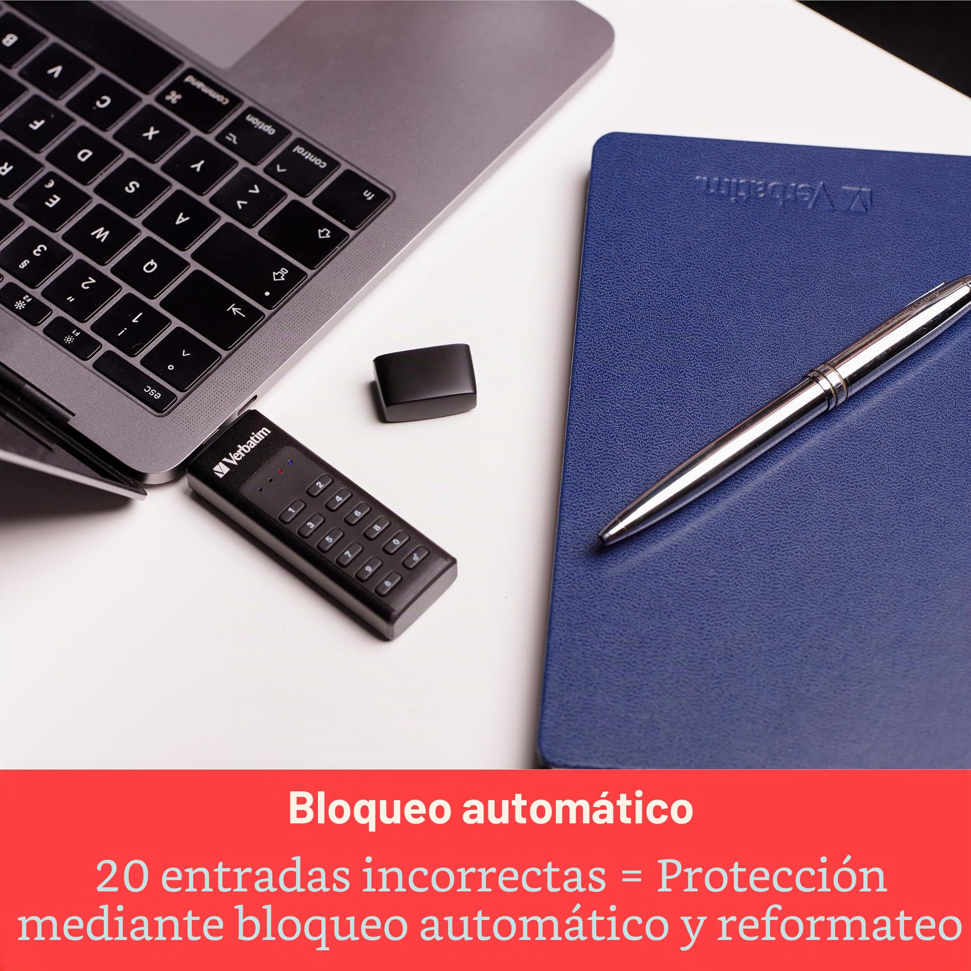 VERBATIM Keypad Secure dispositivo USB c/teclado de seguridad I USB Type-C I 128GB I Memoria protección con contraseña y cifrado I Con cable USB-C I USB-3I Laptop Notebook and Co.Inegro