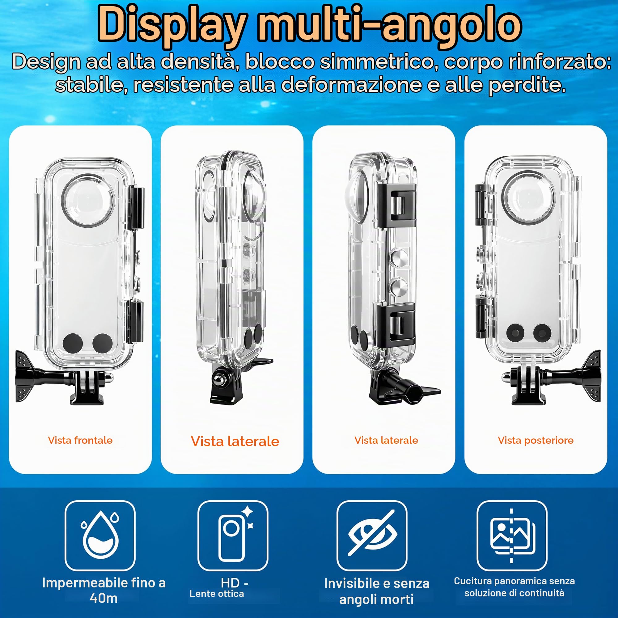 FitStill Custodia impermeabile per Insta 360 X5 impermeabile 40M HD Optical Glass Lens X5 custodia subacquea protezione completa compressione X5 accessori X5