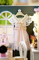 Vista 5 de CUTEROOM Juego de bricolaje para casa de muñecas en miniatura con muebles de madera, kit de casa de madera con cubierta antipolvo y luz LED