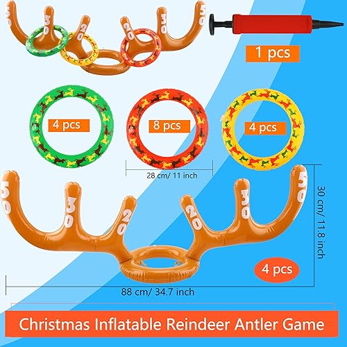 Miniatura 2 de Christmas Inflatable Reindeer Antler Ring Toss Games Reindeer Antler Hat Headband Ring Toss Game for Kids Xmas Party Supplies Indoor Games (4