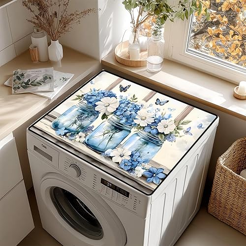 Miniatura 29 de Tapete antideslizante para cubierta superior para lavadora y secadora, almohadilla protectora a prueba de polvo con múltiples diseños de patrones
