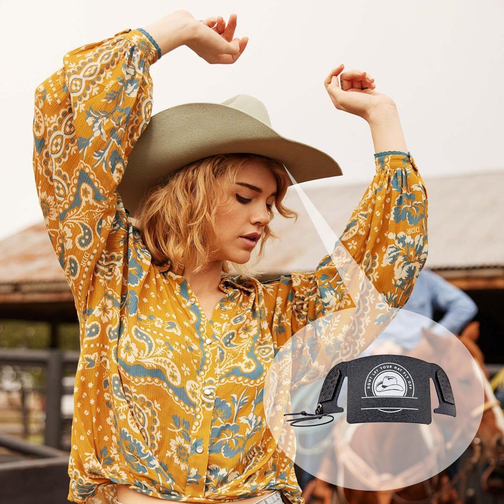 Cinturino per cappello da cowboy, portachiavi leggero regolabile | Clip regolabile per cappello da uomo unisex, equitazione, sport quotidiani, fermacapelli, supporto per il giorno