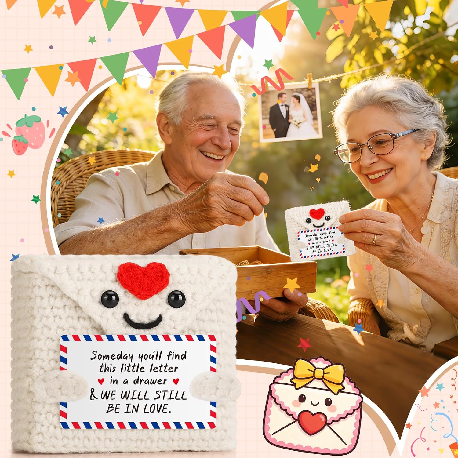 MY-ALVVAYS Romantic Gift for Couples Capsule Envelope Crochet for Him Her | Anniversary Present for Fiance Husband Wife, Small Handmade Crochet Christmas