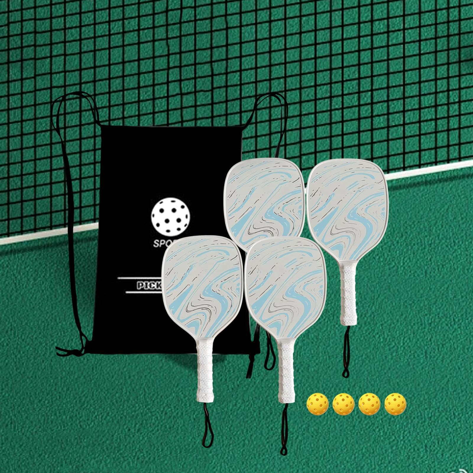 Vivi l'emozione del pickleball con le racchette ergonomiche | principianti e professionisti, e una borsa per il trasporto portatile e facile da trasportare. I set da pickleball sono