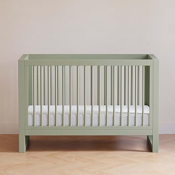 Namesake Nantucket 3-in-1 Convertible Crib with Toddler Bed Conversion Kit in French Sage, Greenguard Gold Certified, 100% Solid Wood