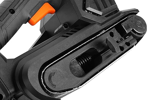 Miniatura 4 de WEN Lijadora de correa inalámbrica, velocidad variable, de mano y portátil (solo herramienta, batería máxima de 20 V no incluida) (20418BT)