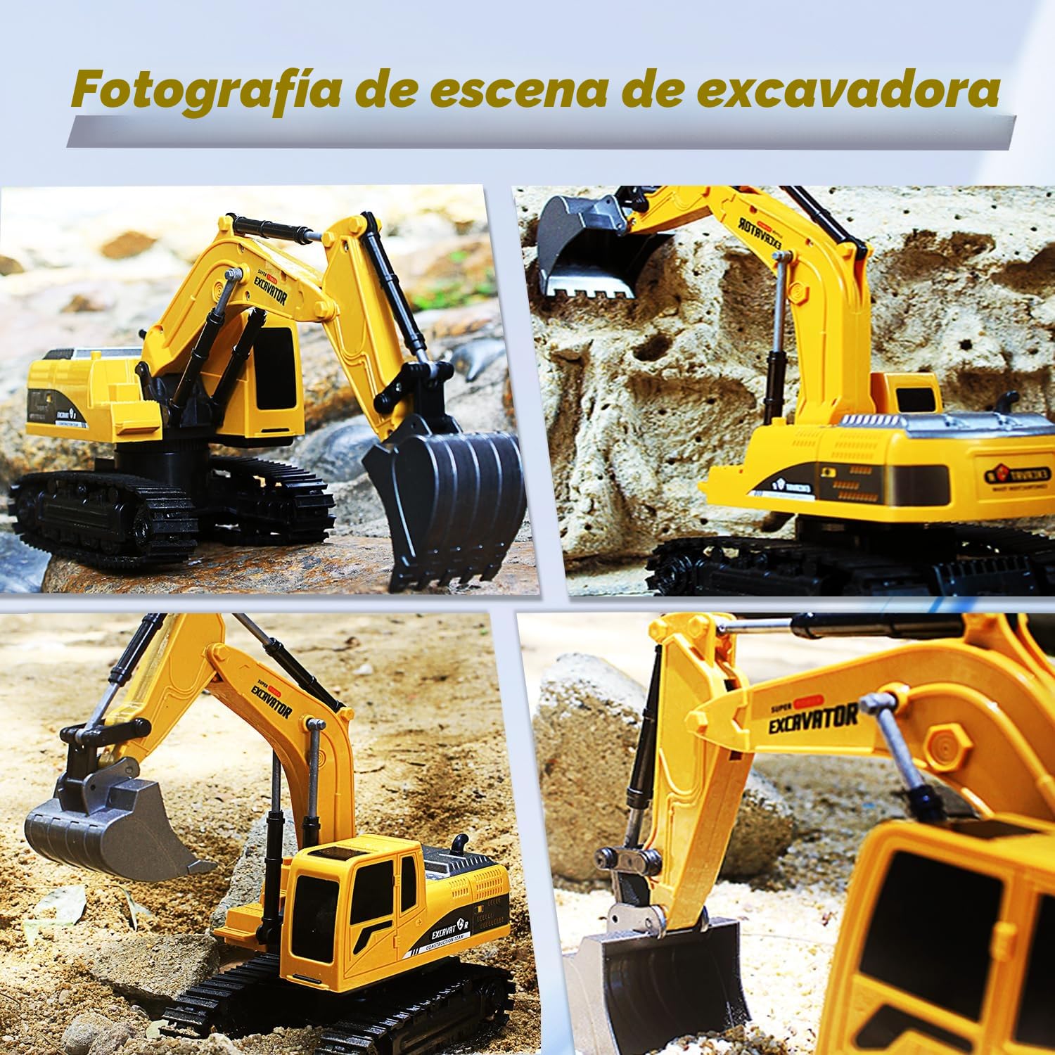 Excavadora de Control Remoto, Juguete de Arena de Ingeniería, Vehículo de Construcción, Coche de Juguete Para Niños