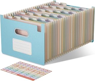 EcoStash A4 Document File, 26 Trays, Wheat Straw Open Top | Expandable sorting folder & accordion folder, BPA-free, A-Z/month register, self-standing, school, office, home, blue