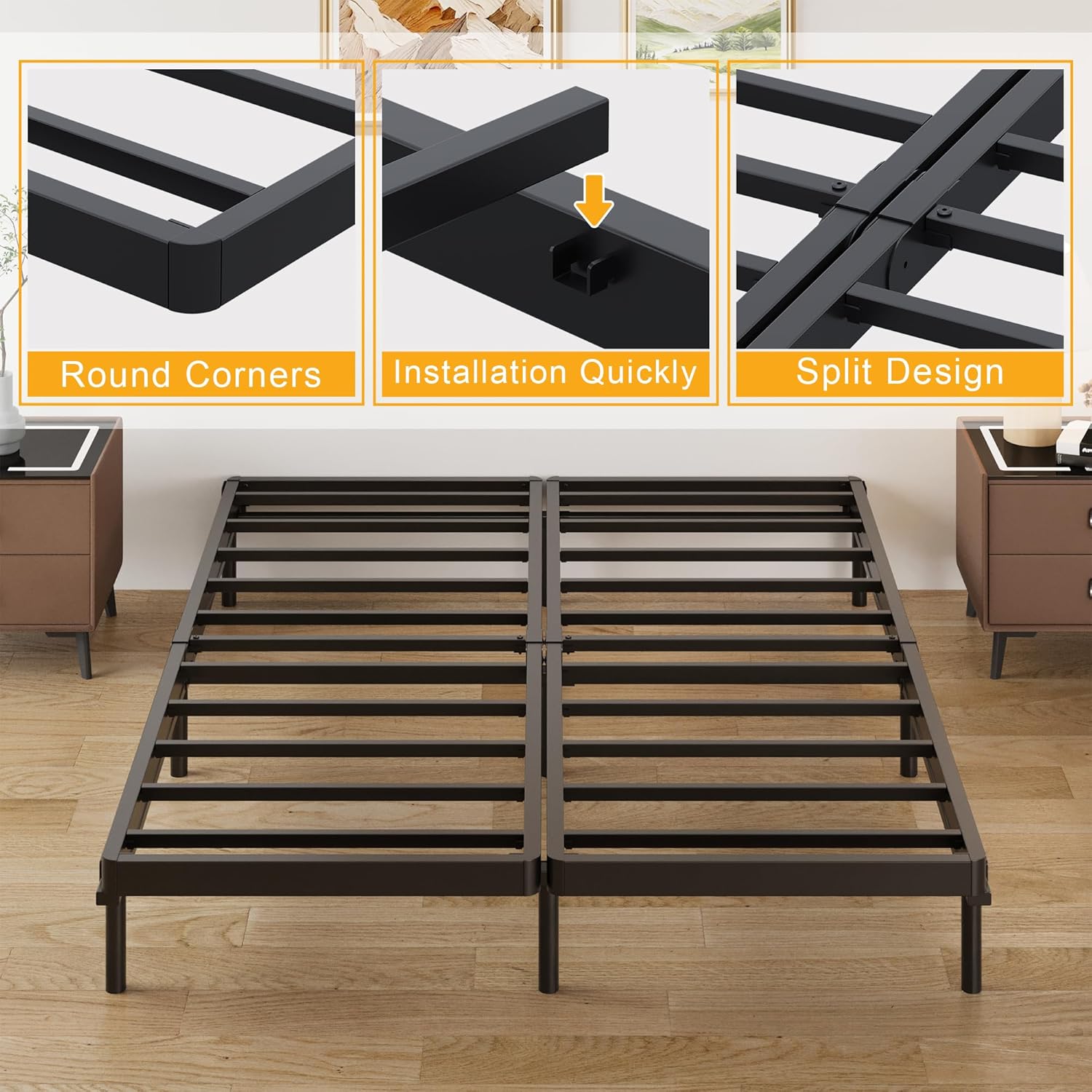 2 Inch Split Cal King Box Spring Low Profile, Heavy Duty Metal Bunkie Board California King, Easy Assembly, Noise Free - Image 4
