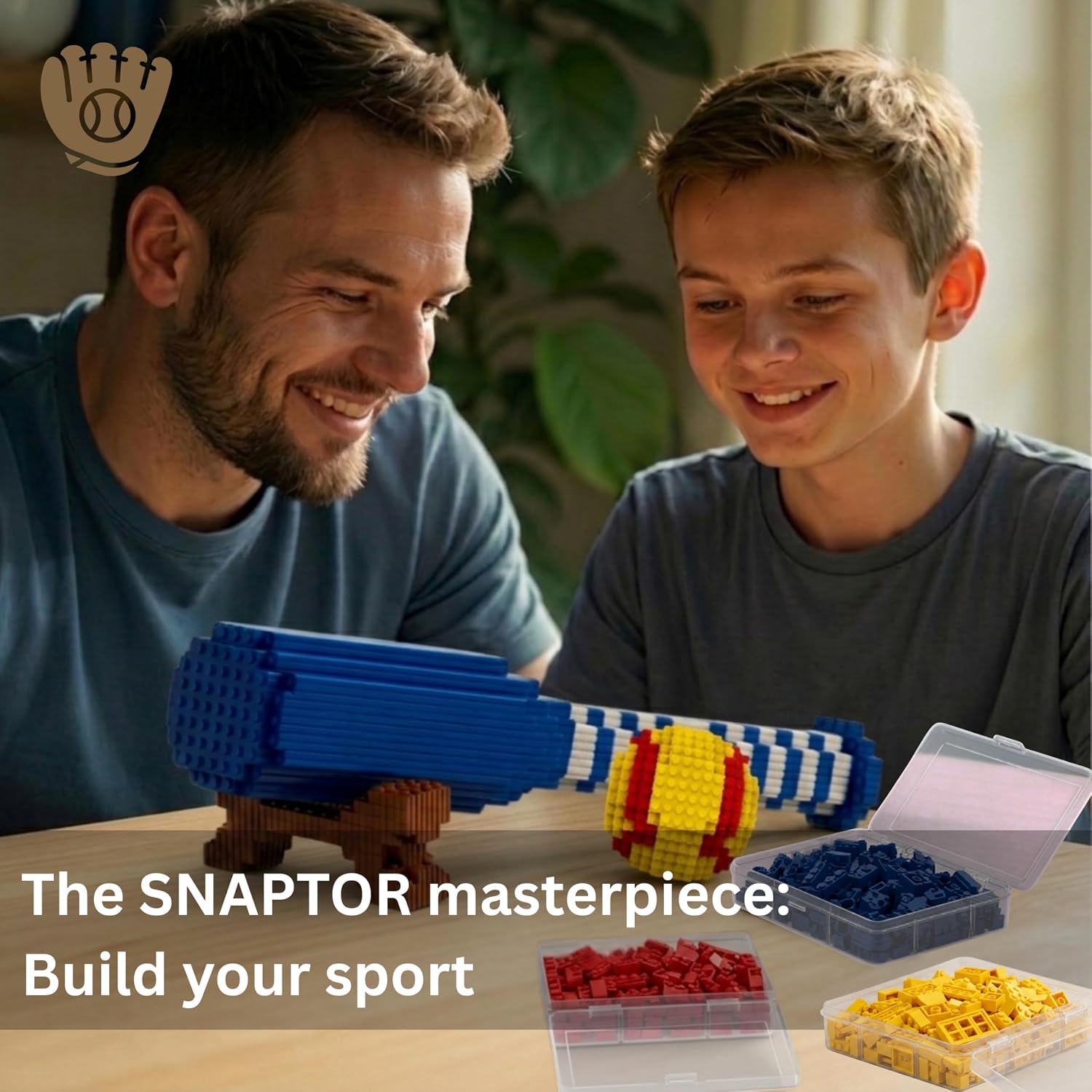 Baseball - Softball 3D Building Block Set - Bat and Ball - Educational Toy - Perfect for Ages 14 15 16 Years and Above - Challenging, Creative Fun and Skill-Building - 3D Instruction (1300PCS)