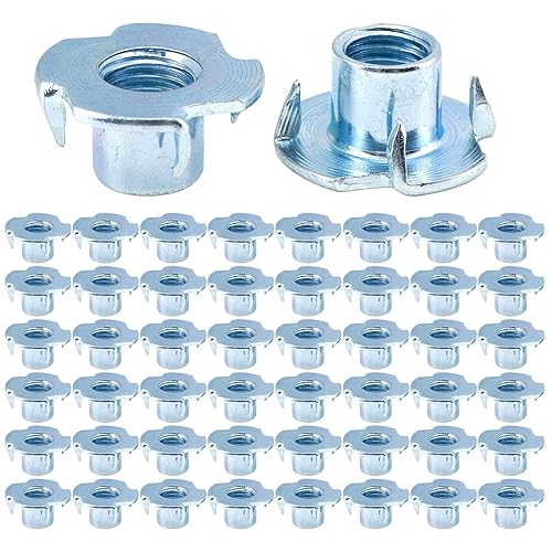 Miniatura 2 de T Nuts M10 50 piezas de insertos roscados, tuercas en T, tuerca en T de acero galvanizado de 4 puntas para madera, escalada en roca sostiene