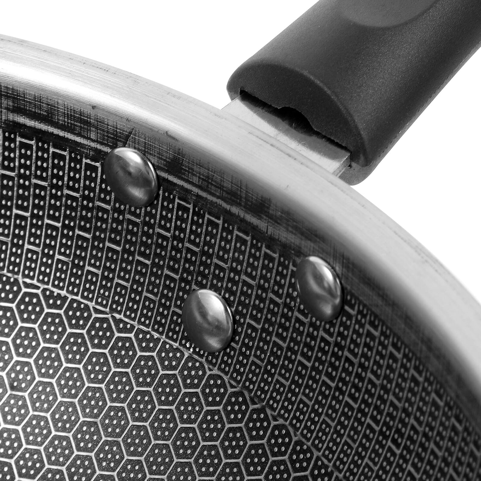 Ipetboom Padella in Acciaio Inox 32 Cm a Nido D’ape Antiaderente Manico Ergonomico, Leggera e Resistente, Adatta a Piani Cottura a Induzione, Gas Ed Elettrici Per Cucina Domestica Quotidiana