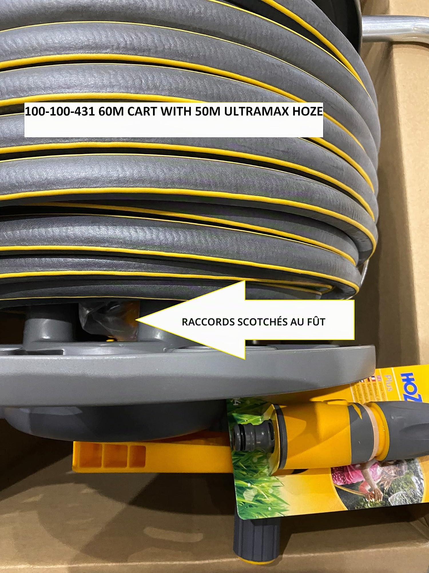 HOZELOCK - Dévidoir Chariot Plus 50M Ultramax : Capacité Max 60m, Chariot Ergonomique, Tuyau Résistant aux Intempéries, Anti-Vrille, Anti-Torsion et Anti-Écrasement, Prêt à l'Emploi [100-100-431]