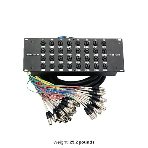 Miniatura 2 de Seismic Audio Cable de serpiente con divisor combinado TRS de 32 canales para montaje en bastidor-5 pies y 30 pies XLR (SARMSS-32x530)