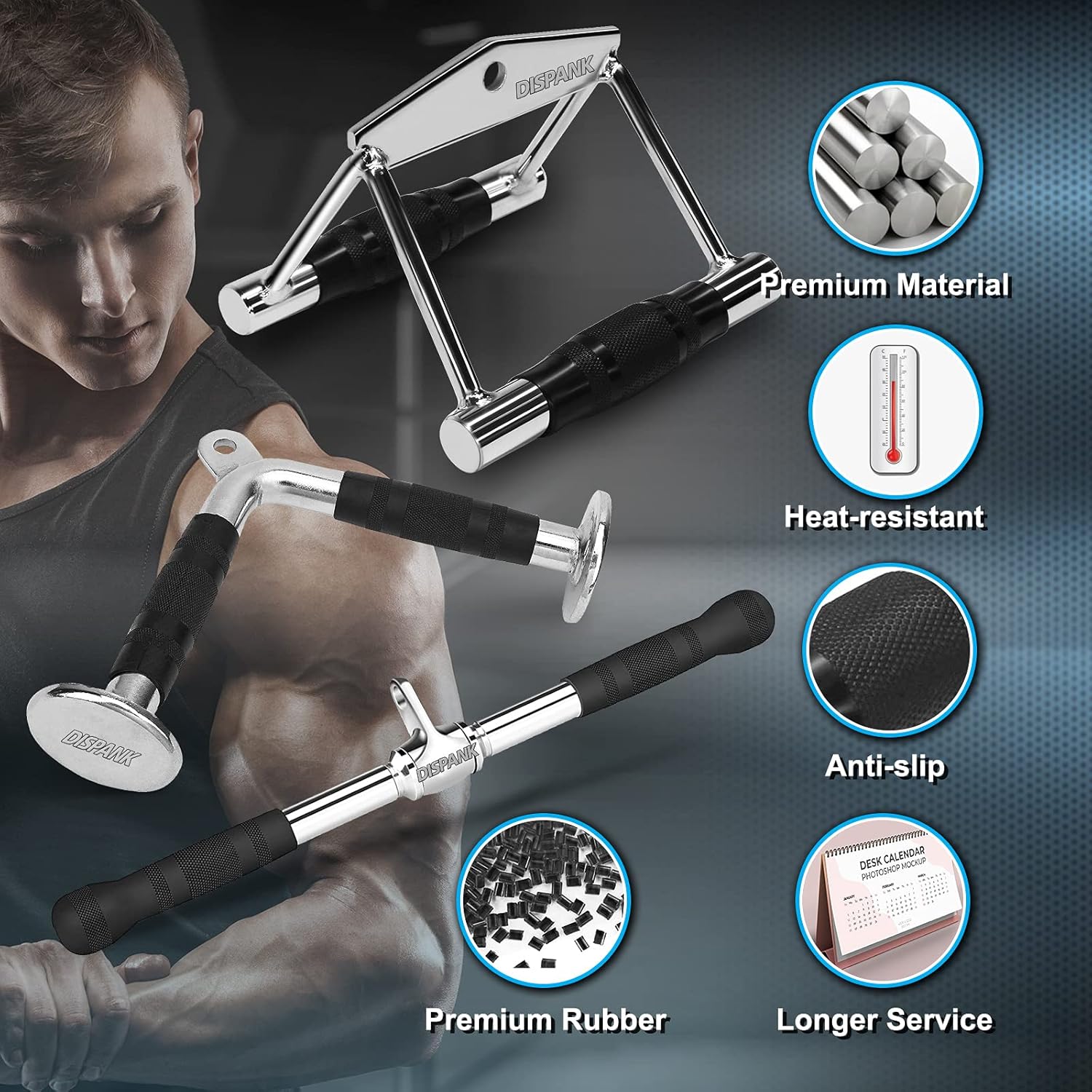 DISPANK Cable Attachments Smith Machine Accessaries, LAT Pull Down Attachment Set, V-Shaped Bar, Double D-Handle, Rotating Straight Bar, LAT Press Down Accessaries for Weightlifting and Gym Exercise : Sports & Outdoors