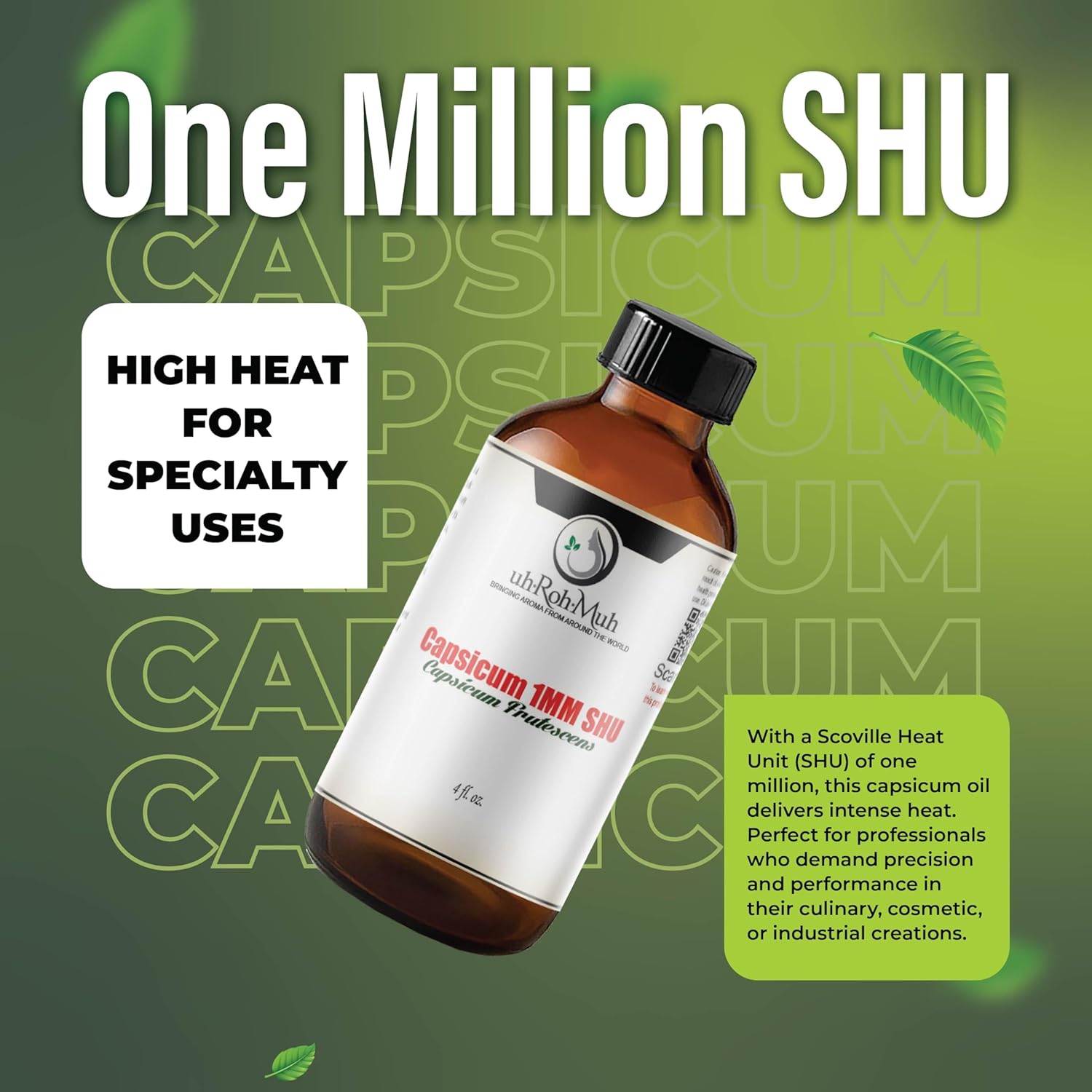 Premium Oleoresin Capsicum Extract - One Million SHU - Capsicum Frutescens Fruit Oil - Solvent Extracted Capsicum Oleoresin for Food Flavoring, Spices, Culinary Use, Cosmetics, and Industrial Formulations - 4 Fl Oz