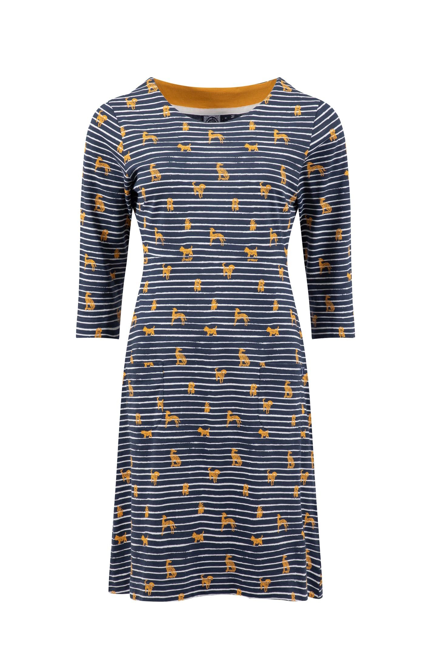 Weird Fish Women's Ochre Starshine Printed Jersey Dress Size 12