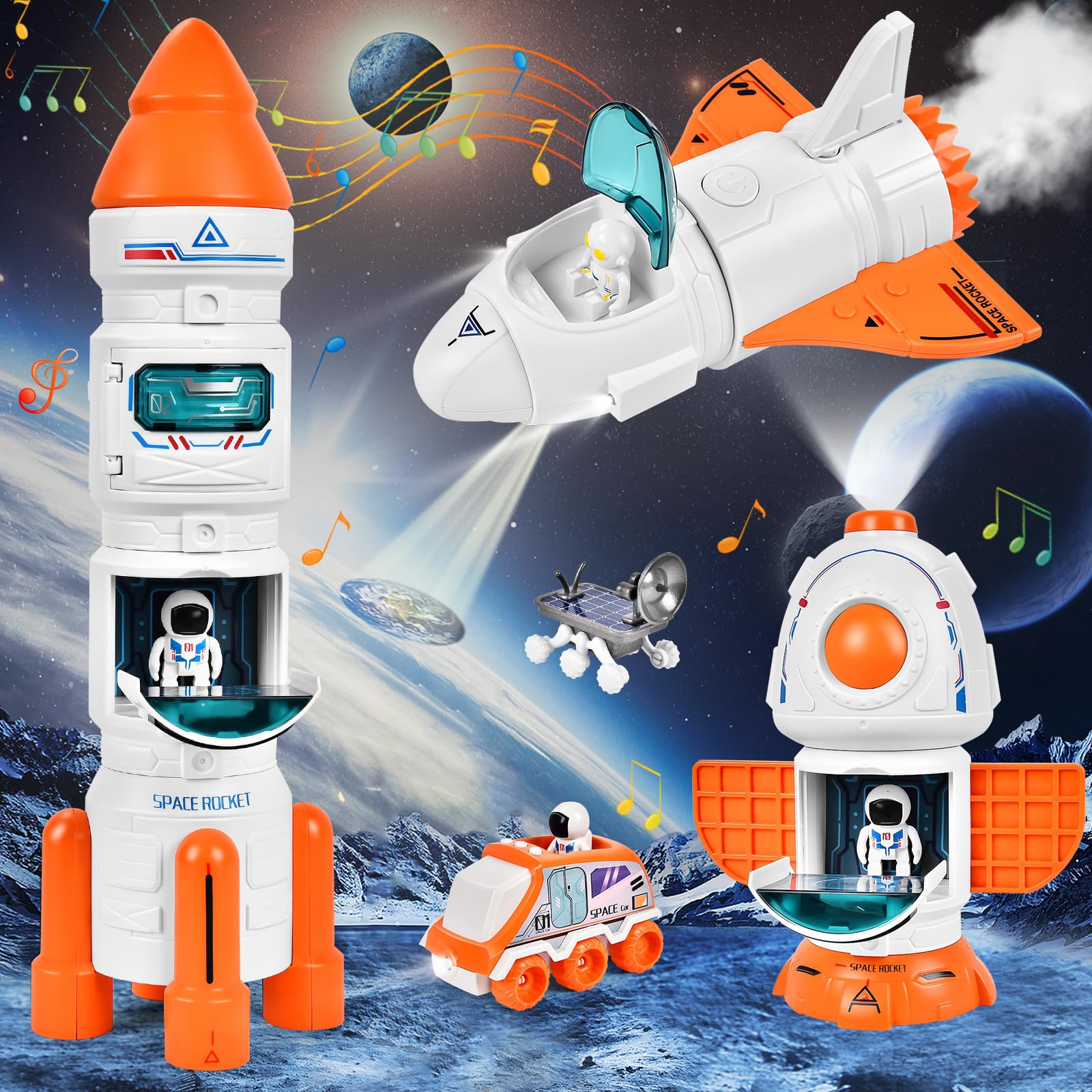 Aragallant Cohete Espacial Juguete, Juego de Cohete con Sonido y Luces, Juguetes de Transbordador Espacial para Niños 6 7 8 9 10 11 12 Años