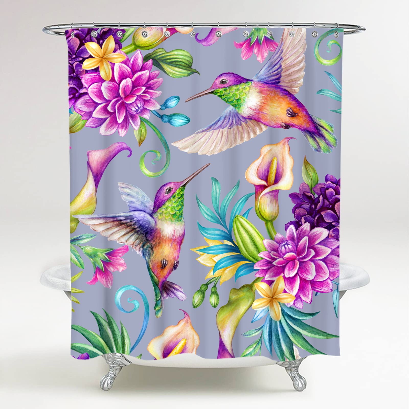 Sanilo Shower Curtain, Wide Choice of Beautiful Shower Curtains, Waterproof, Anti-Mould, with 12 Rings (180 x 200 cm, Hummingbird) — image 1